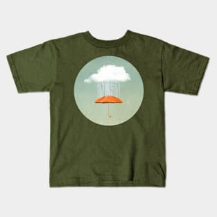 Orange umbrella Rain Cloud Kids T-Shirt